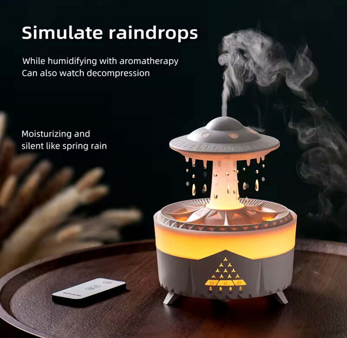 Aroma Air Humidifier Mini Usb Remote Control Raindrop Colorful Light Aromatherapy Room Rain Cloud Aroma Oil  Diffuser