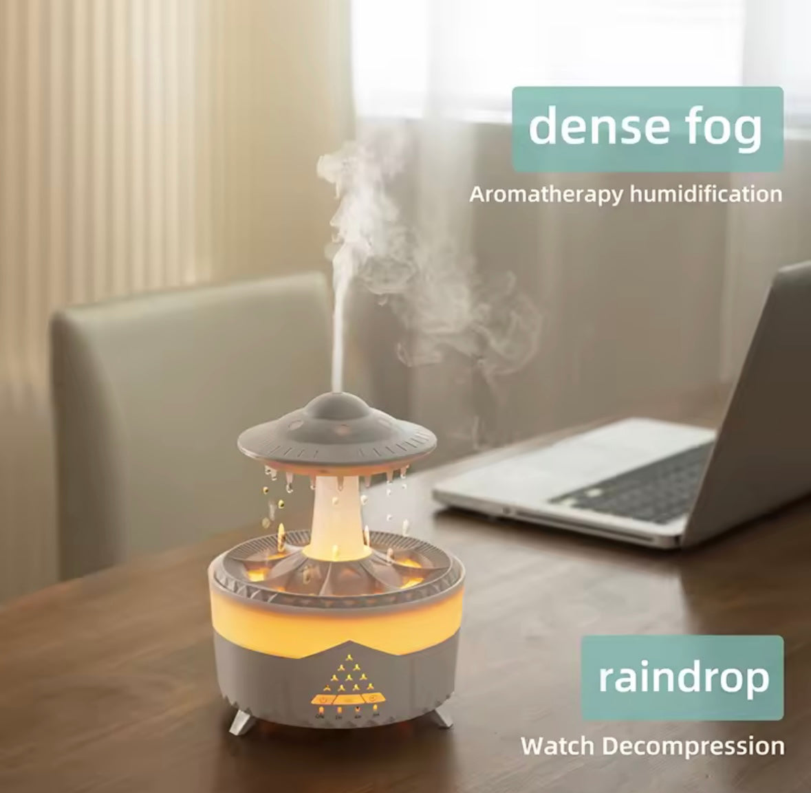 Aroma Air Humidifier Mini Usb Remote Control Raindrop Colorful Light Aromatherapy Room Rain Cloud Aroma Oil  Diffuser