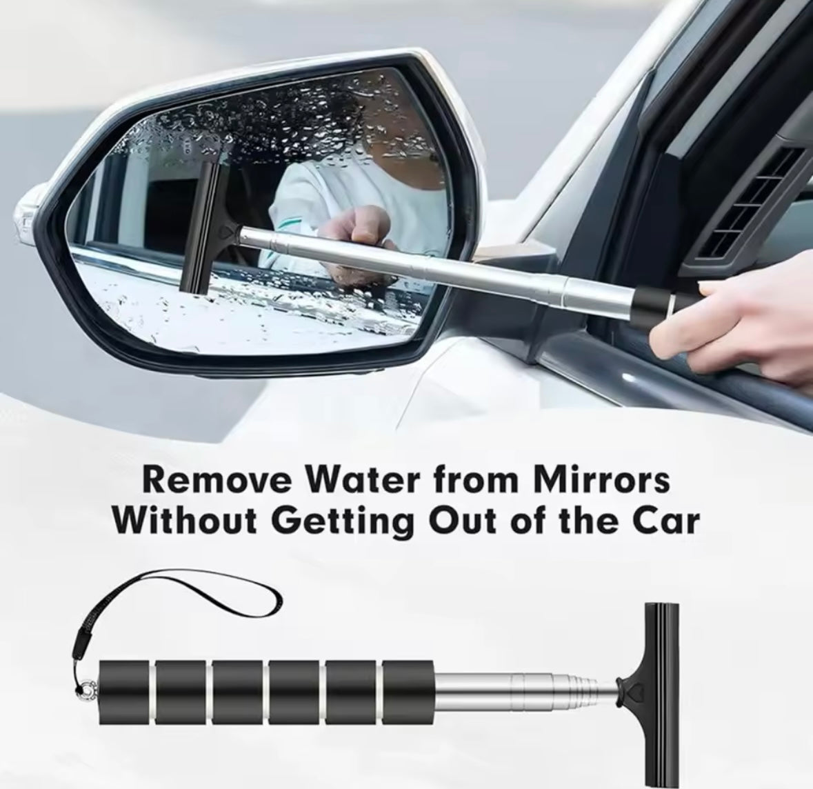 Portable Rainy Glass Window Cleaning Tool Wiper Extendable Handle Car
