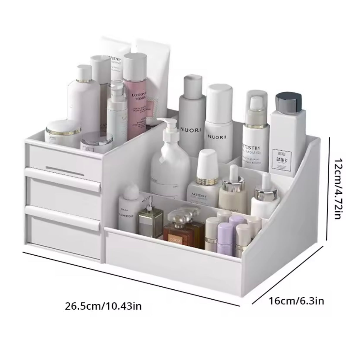 White Drawer Makeup Storage Box Plastic Organizer for Cosmetics Skin Care