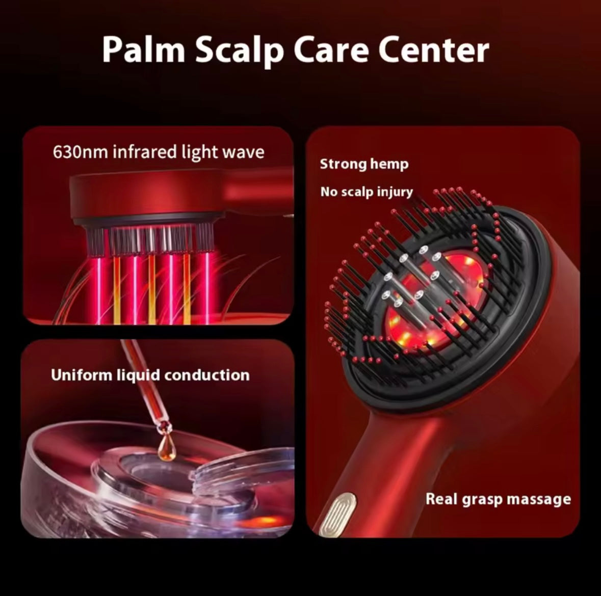 Electric Massage Comb with Vibration Red Light Therapy Scalp Brush Hair