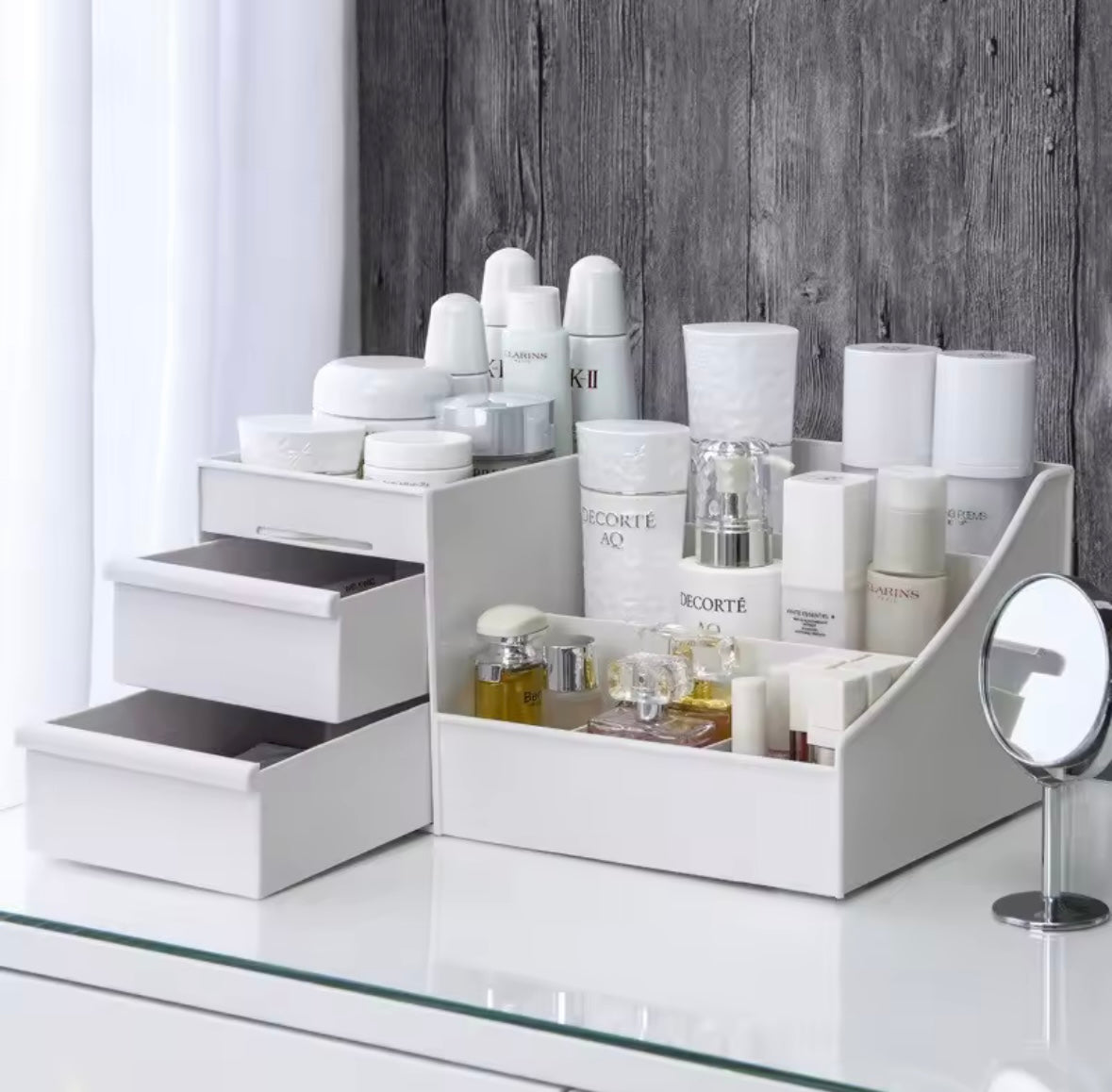 White Drawer Makeup Storage Box Plastic Organizer for Cosmetics Skin Care