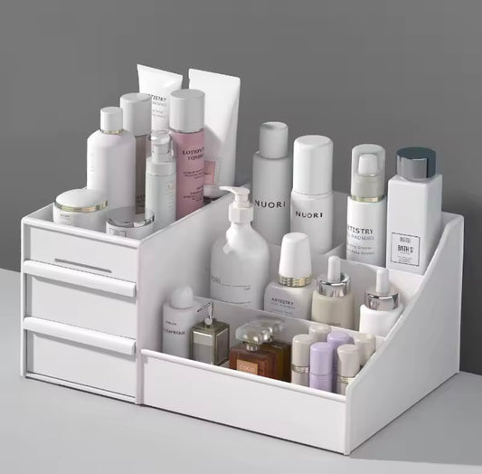 White Drawer Makeup Storage Box Plastic Organizer for Cosmetics Skin Care