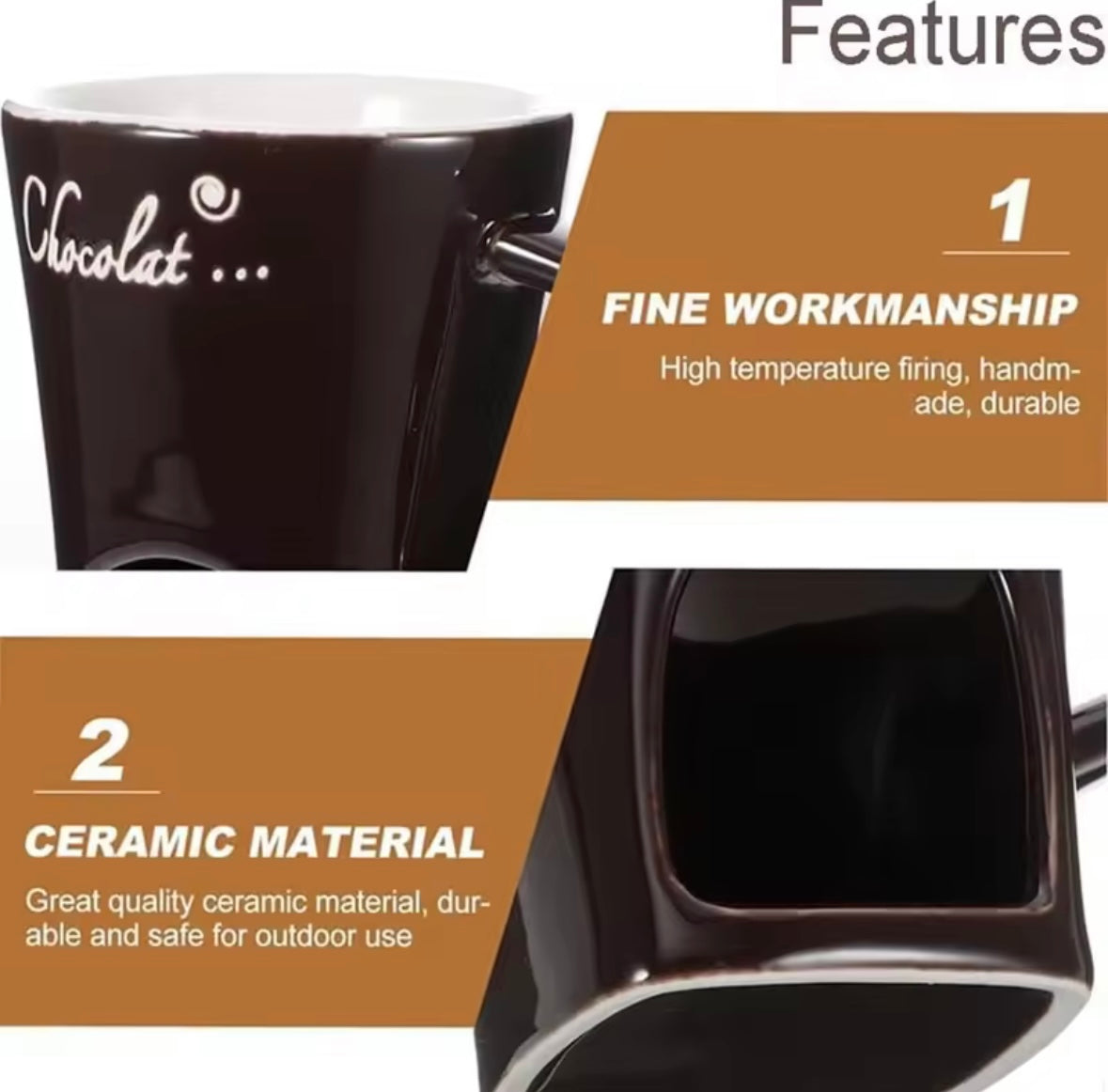 Hot Ceramic Chocolate Chafing Dish Cup with Fork Candle Pot