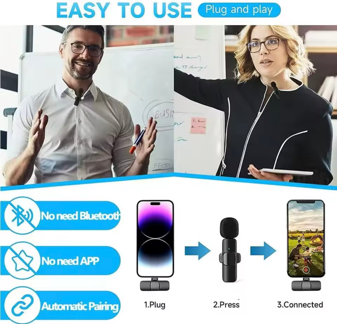 Lavalier Wireless Microphone for iPhone.