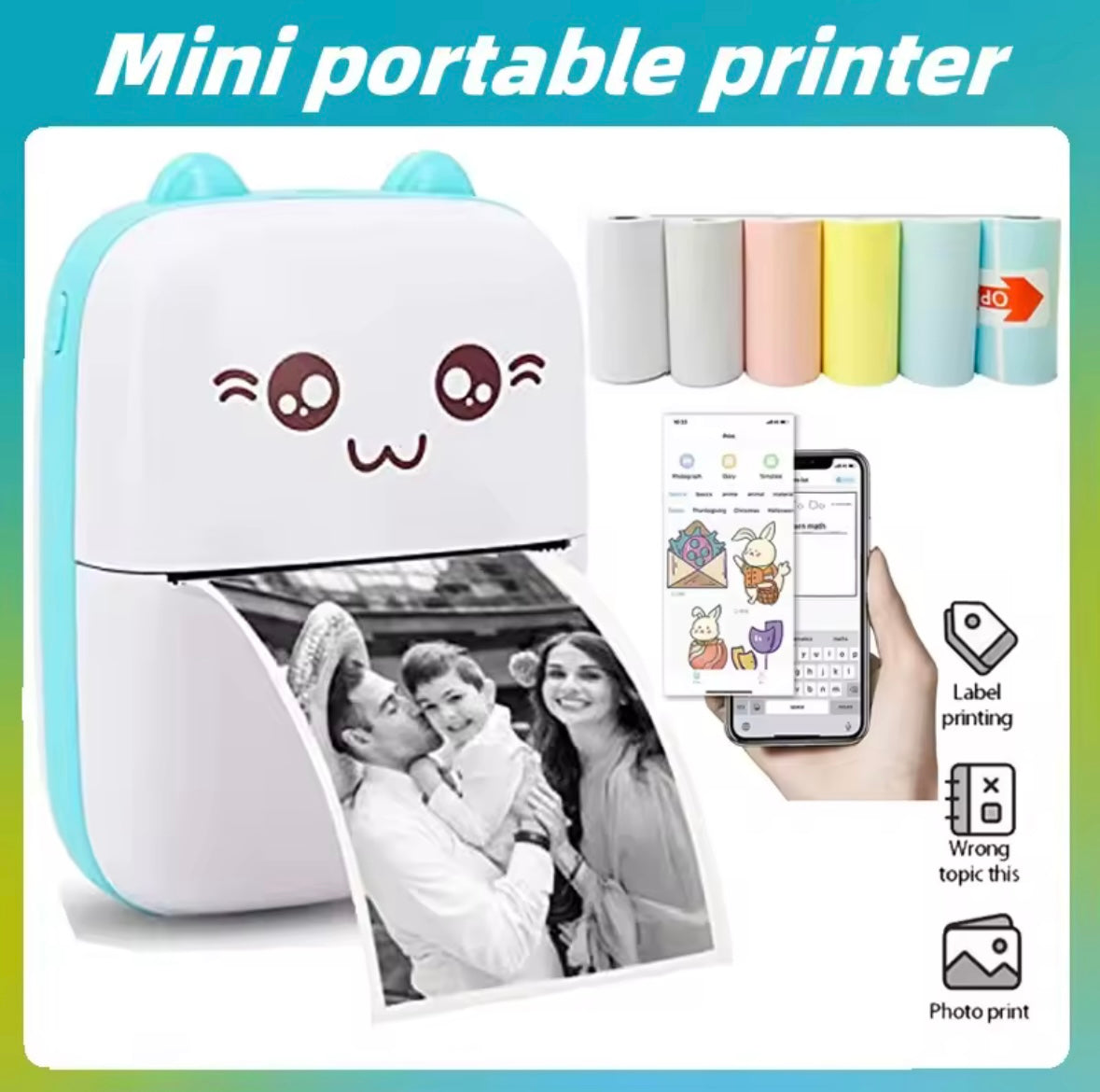 Portable thermal printer mini cat
