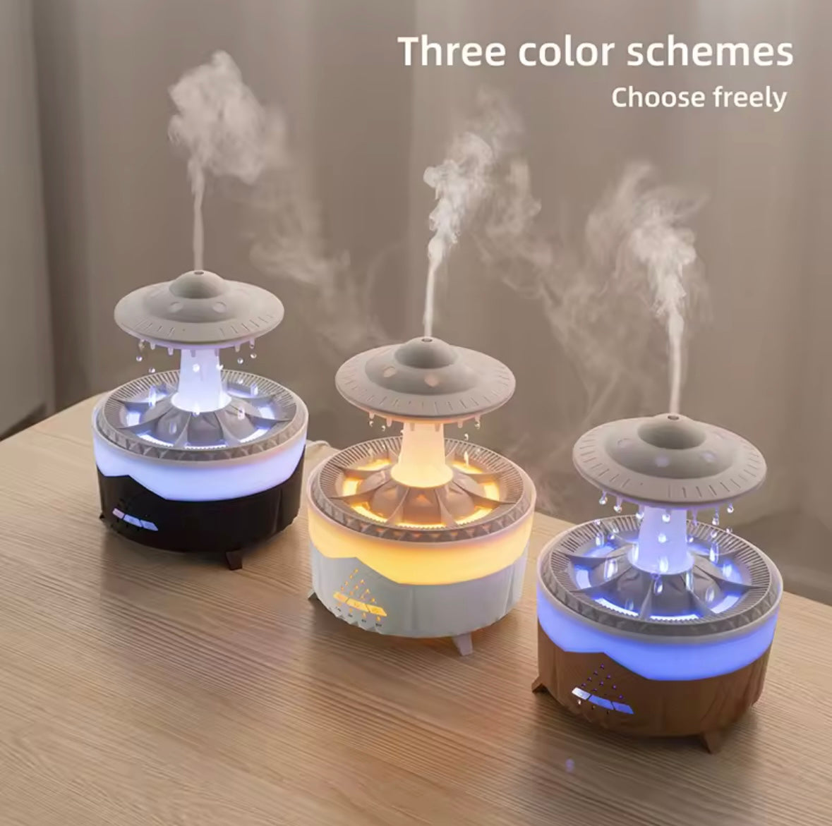 Aroma Air Humidifier Mini Usb Remote Control Raindrop Colorful Light Aromatherapy Room Rain Cloud Aroma Oil  Diffuser