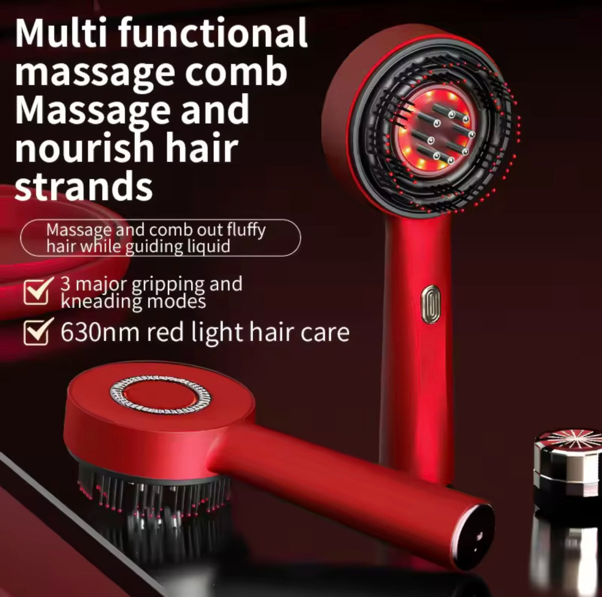 Electric Massage Comb with Vibration Red Light Therapy Scalp Brush Hair